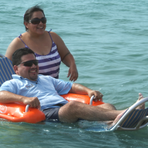 Floating beach wheelchair